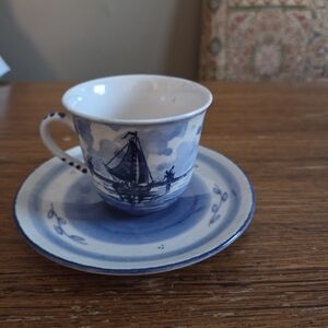 Delft Handpainted Teacup and Saucer